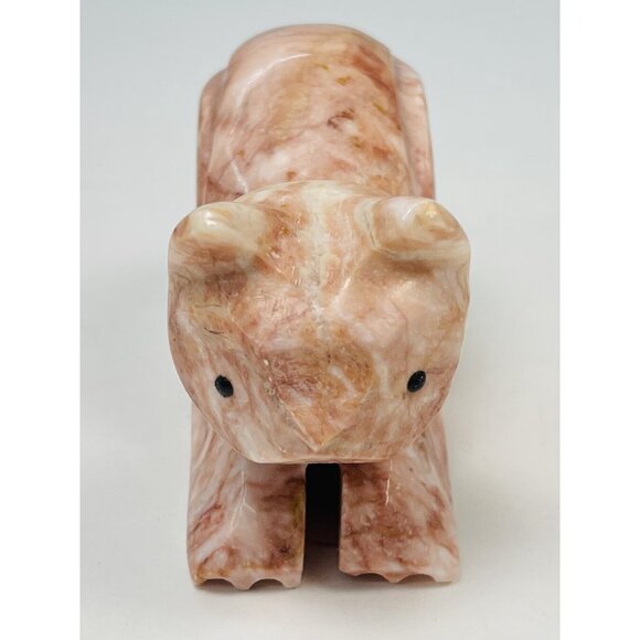 VTG 4.5" Pink Marble Polished Stone Sitting Cat Figurine PAPERWEIGHT Heavy EUC - Picture 2 of 5